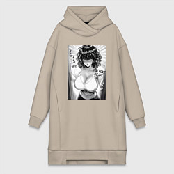 Женское худи-платье Фубуки в двери - One punch man, цвет: миндальный