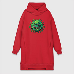 Женское худи-платье Вирус злодей, цвет: красный