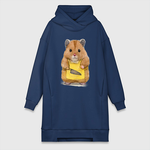 Женская толстовка-платье Хомяк повар / Тёмно-синий – фото 1