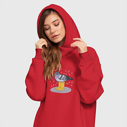 Женское худи-платье Голубь в классных резиновых сапожках, цвет: красный — фото 2