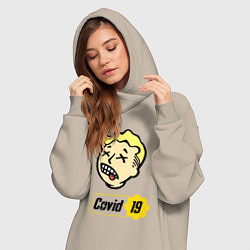 Женское худи-платье Vault boy - covid 19, цвет: миндальный — фото 2