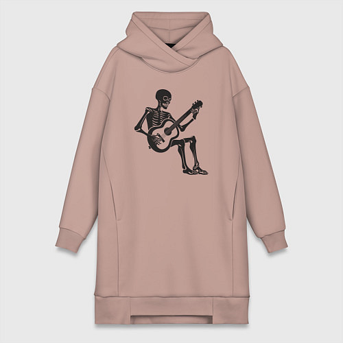Женская толстовка-платье Скелет гитарист / Пыльно-розовый – фото 1