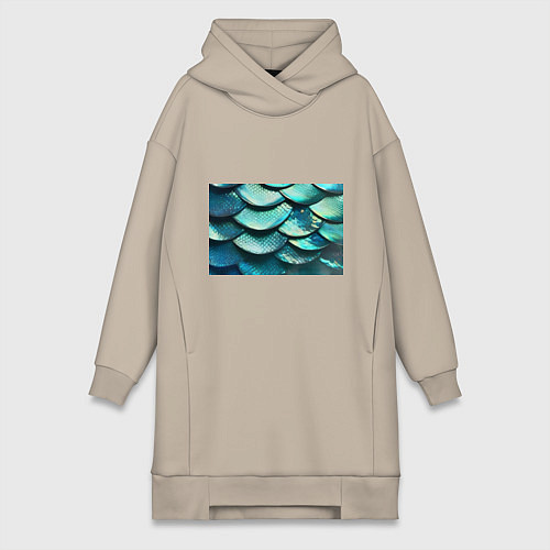 Женская толстовка-платье Чешуя крупной рыбы / Миндальный – фото 1