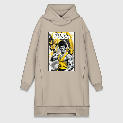 Женская толстовка-платье Выход дракона - Брюс Ли / Миндальный – фото 1