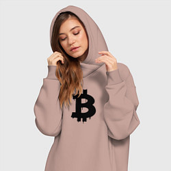 Женское худи-платье Биткоин - знак, цвет: пыльно-розовый — фото 2
