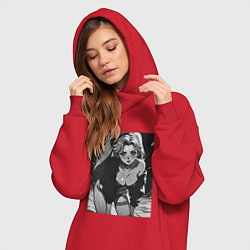 Женское худи-платье Ребекка в позе - Киберпанк, цвет: красный — фото 2
