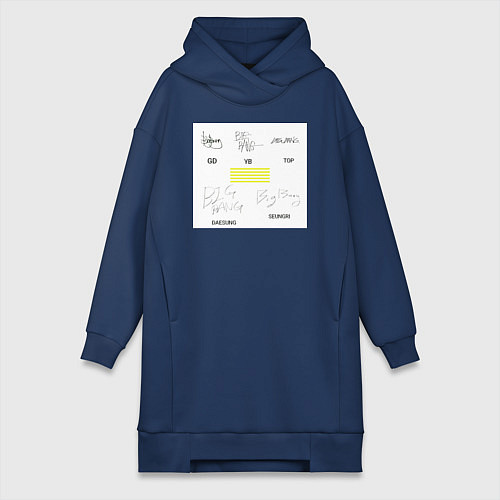 Женская толстовка-платье Big bang подписи участников / Тёмно-синий – фото 1