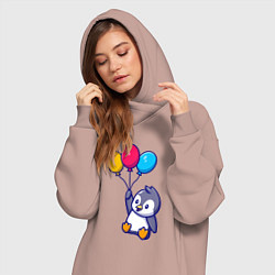 Женское худи-платье Пингвин с шариками, цвет: пыльно-розовый — фото 2