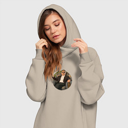Женское худи-платье Леонид Каневский с чашкой, цвет: миндальный — фото 2