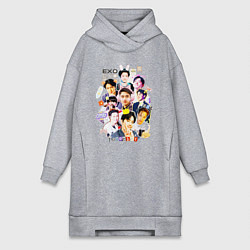 Женское худи-платье Exo together дружная команда, цвет: меланж
