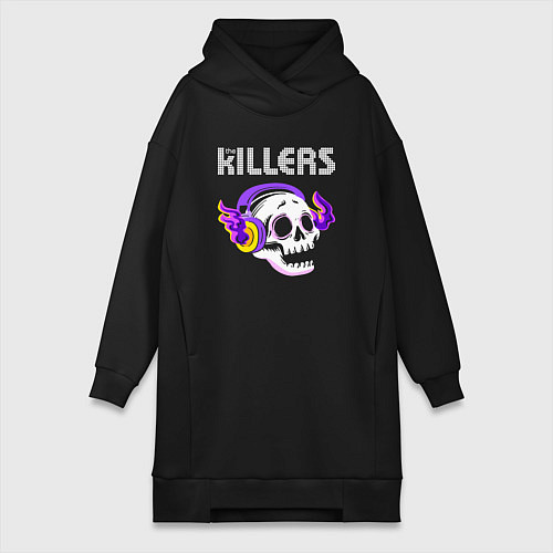 Женская толстовка-платье The Killers - неоновый череп / Черный – фото 1