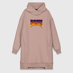 Женское худи-платье Doom logotype, цвет: пыльно-розовый