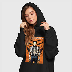 Женское худи-платье Cool skeleton - halloween poster, цвет: черный — фото 2