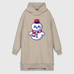 Женское худи-платье Милый снеговик, цвет: миндальный