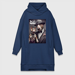Женское худи-платье Крёстный отец держит своего щенка - мем, цвет: тёмно-синий