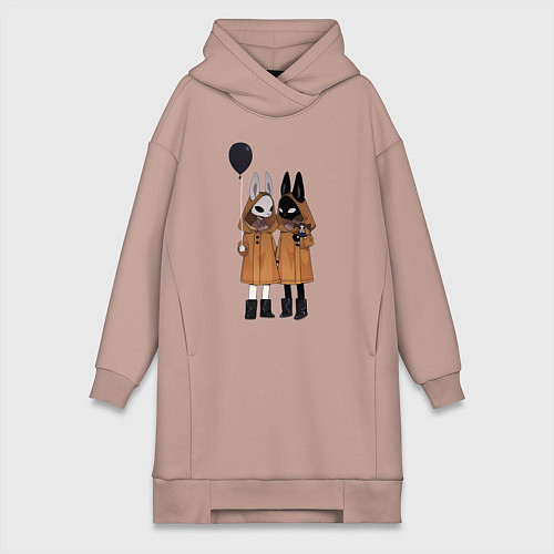 Женская толстовка-платье Кролики мистика / Пыльно-розовый – фото 1