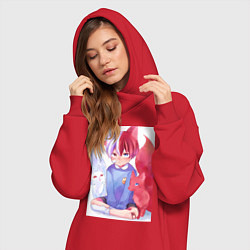 Женское худи-платье Моя геройская академия Сёто Тодороки лисы, цвет: красный — фото 2