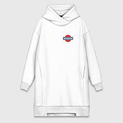 Женское худи-платье Nissan logo auto steel, цвет: белый