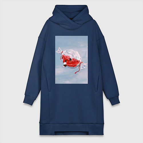 Женская толстовка-платье Евангелион Синдзи Икари Рей Аянами / Тёмно-синий – фото 1