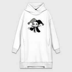 Женское худи-платье Мультяшный клоун, цвет: белый