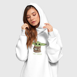 Женское худи-платье Маленький Йода, цвет: белый — фото 2