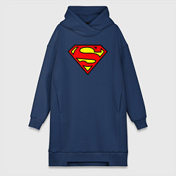 Женское худи-платье Superman logo, цвет: тёмно-синий