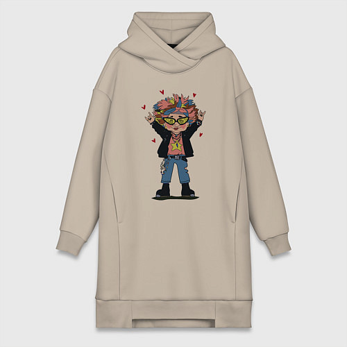 Женская толстовка-платье Бабушка рокер / Миндальный – фото 1