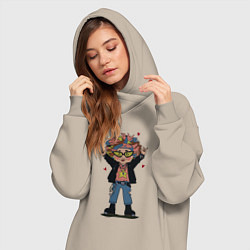 Женское худи-платье Бабушка рокер, цвет: миндальный — фото 2