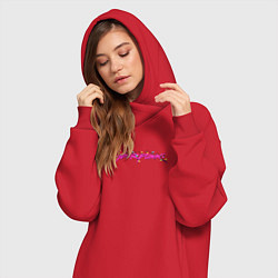 Женское худи-платье Гирлянда Cyberpunk 2077, цвет: красный — фото 2