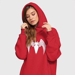 Женское худи-платье Venom spider logo, цвет: красный — фото 2
