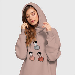 Женское худи-платье Три портрета, одна личность, цвет: пыльно-розовый — фото 2