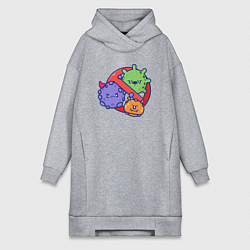 Женское худи-платье Нет вирусам, цвет: меланж