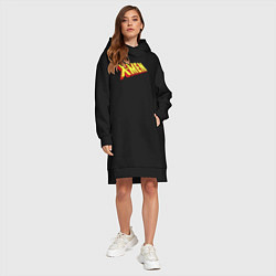 Женское худи-платье Люди икс лого, цвет: черный — фото 2