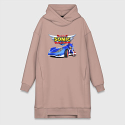 Женское худи-платье Cool hedgehog - Sonic racing team, цвет: пыльно-розовый