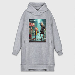 Женское худи-платье Рик и Морти - панк жив, цвет: меланж
