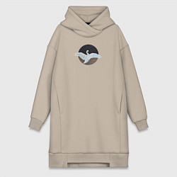 Женское худи-платье Лебедь расправил крылья, цвет: миндальный