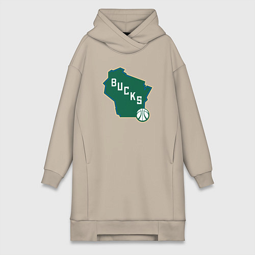 Женская толстовка-платье Bucks team / Миндальный – фото 1