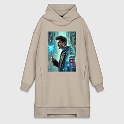 Женское худи-платье Harry Potter - urban style, цвет: миндальный