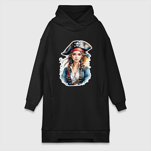 Женская толстовка-платье Девушка пиратка / Черный – фото 1