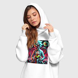 Женское худи-платье Кошмарный сон Морти - нейроарт, цвет: белый — фото 2