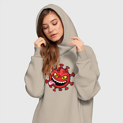 Женское худи-платье Забавный вирус, цвет: миндальный — фото 2