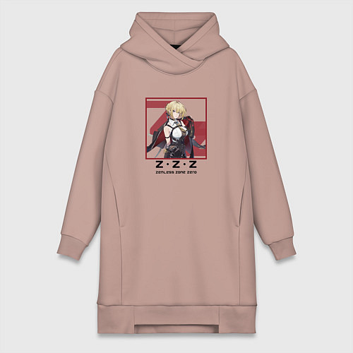 Женская толстовка-платье Эвелин Шевалье - Zenless Zone Zero / Пыльно-розовый – фото 1