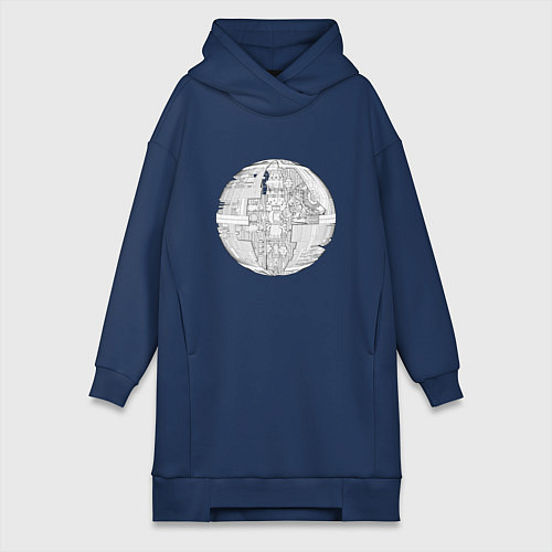 Женская толстовка-платье Звезда смерти чертёж / Тёмно-синий – фото 1