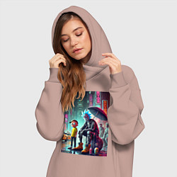 Женское худи-платье Rick and Morty are homeless people from New York, цвет: пыльно-розовый — фото 2