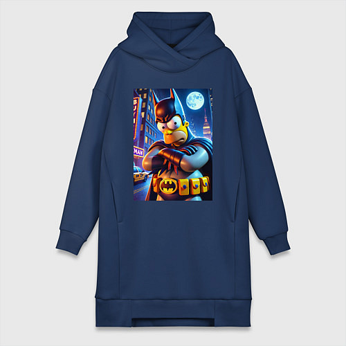 Женская толстовка-платье Batsimpson - ai art collaboration / Тёмно-синий – фото 1