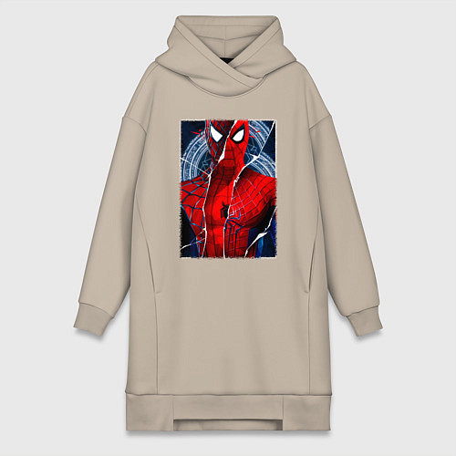 Женская толстовка-платье Человек паук три паука / Миндальный – фото 1
