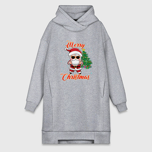 Женская толстовка-платье Дед мороз поздравляет с новым годом / Меланж – фото 1