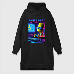 Женское худи-платье Cyber Bart is an avid gamer, цвет: черный