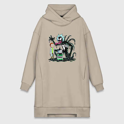 Женская толстовка-платье Morty and Rick-Venom - ai art fantasy / Миндальный – фото 1