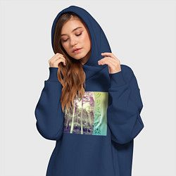 Женское худи-платье Крымский лес японскими иероглифами, цвет: тёмно-синий — фото 2
